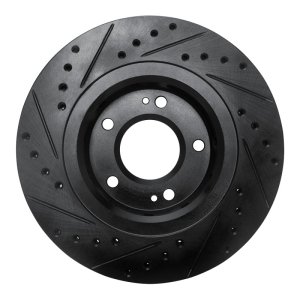 Mitsubishi Outlander PHEV Brake Rotor (1) - Front Right - R1 Concepts - Drilled & Slotted - Black - `05-`22